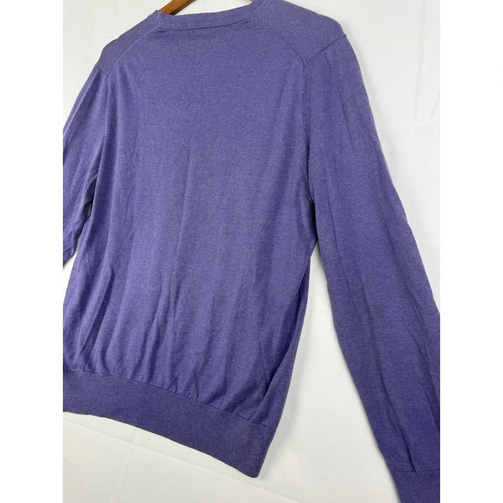 Banana Republic Men SZ. L Silk Cashmere Luxury Blend V-Neck Sweater Purple Lilac